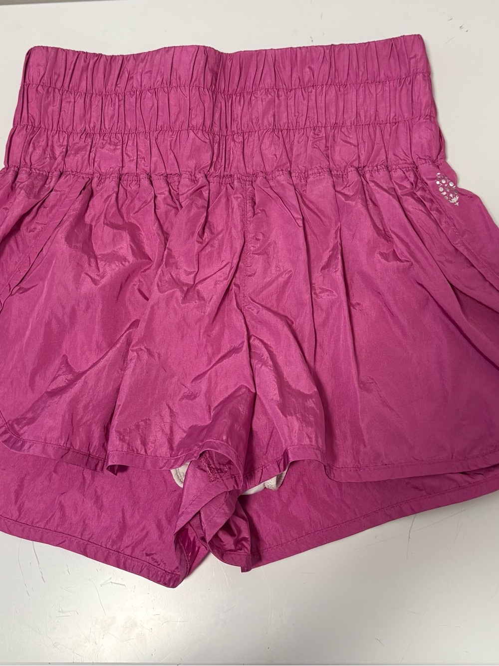 Free People Fuchsia High-Waist Layered Athletic Shorts